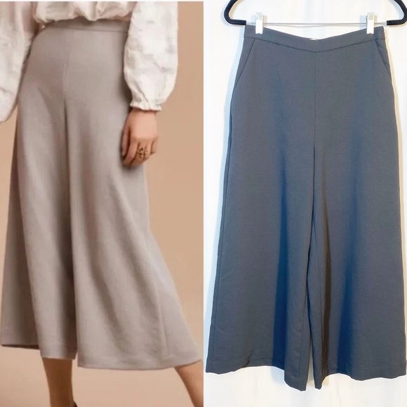 Wilfred X Aritzia Lalemant Wide Leg Culottes Cropped Pants Crepe Grey - Picture 1 of 14